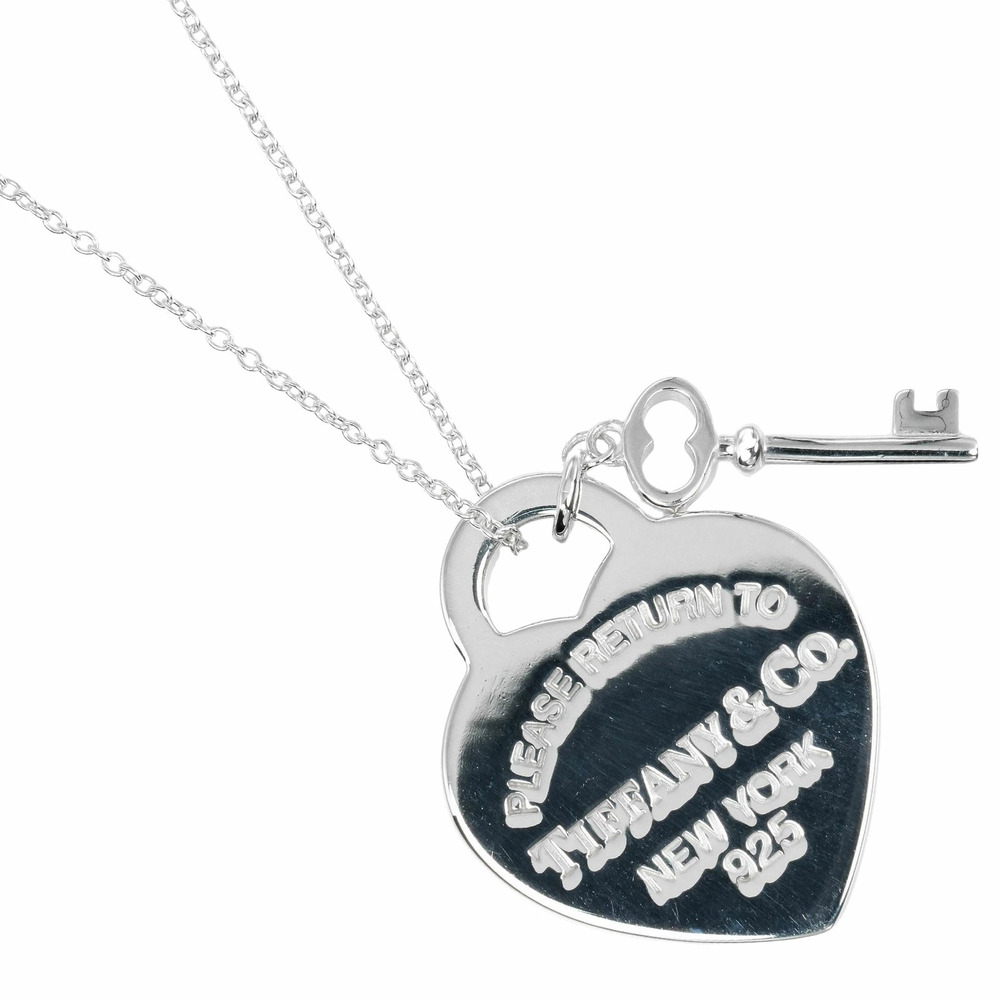 Tiffany Co to Heart Key Necklace Sterling Silver